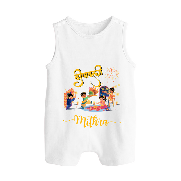 Happy Diwali | Fun and Festivity Romper Suit - WHITE - 0 - 5 Months Old (Chest 18")