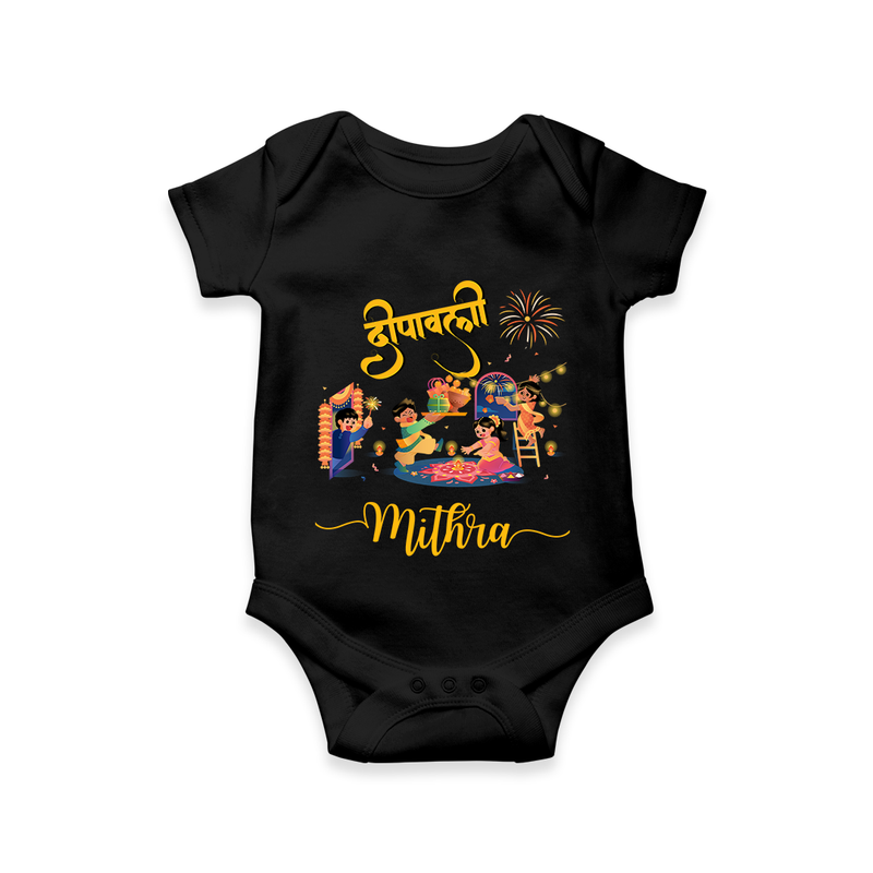 Happy Diwali | Fun and Festivity Romper - BLACK - New Born (Chest 14")