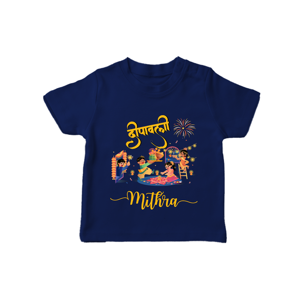 Happy Diwali | Fun and Festivity T-Shirt - NAVY BLUE - 0-5 Months Old (Chest 17")