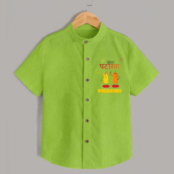 Happy Diwali | Glimmer and Glow Festival Shirt - LIME GREEN - 0 - 6 Months Old (Chest 23")