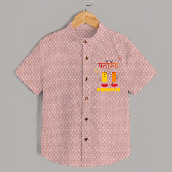 Happy Diwali | Glimmer and Glow Festival Shirt - PEACH - 0 - 6 Months Old (Chest 23")