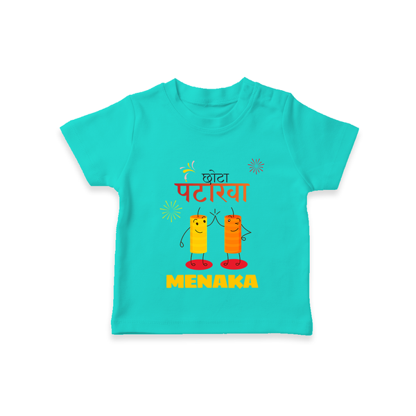 Happy Diwali | Glimmer and Glow Festival T-Shirt - TEAL - 0-5 Months Old (Chest 17")