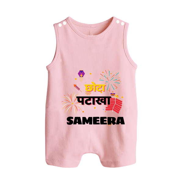 Happy Diwali | Little Celebration Star Romper Suit - BABY PINK - 0 - 5 Months Old (Chest 18")