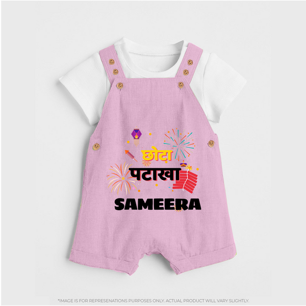 Happy Diwali | Little Celebration Star Dungaree Set - BABY PINK - 0 - 5 Months Old (Chest 18")