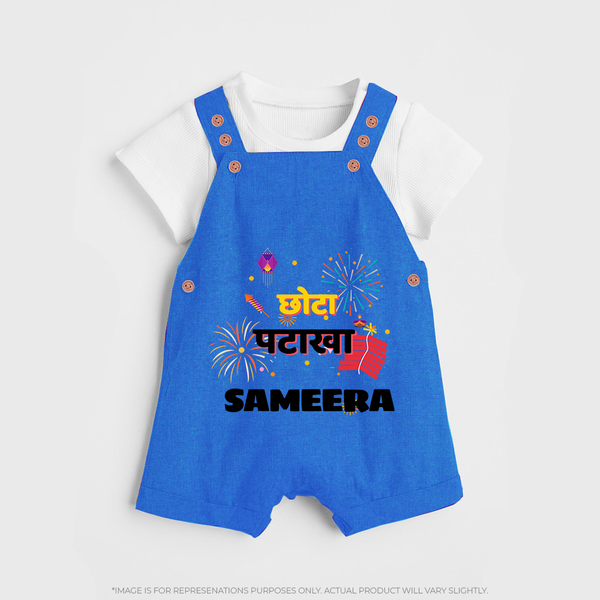 Happy Diwali | Little Celebration Star Dungaree Set - COBALT BLUE - 0 - 5 Months Old (Chest 18")