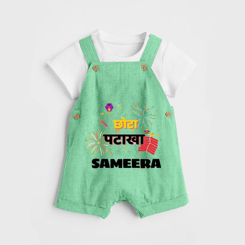 Happy Diwali | Little Celebration Star Dungaree Set - GREEN - 0 - 5 Months Old (Chest 18")