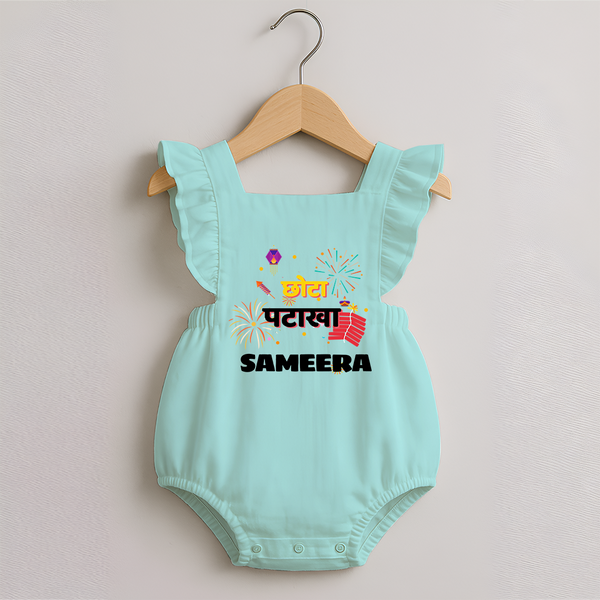 Happy Diwali | Little Celebration Star Romper Frock - MINT GREEN - 0 - 3 Months Old (Chest 19")