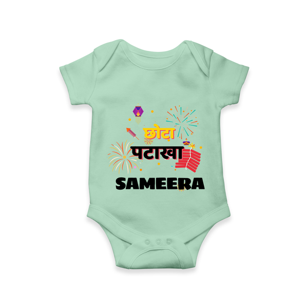 Happy Diwali | Little Celebration Star Romper - MINT GREEN - New Born (Chest 14")