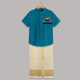 Happy Diwali | Little Celebration Star Shirt And Dhoti - PEACOCK BLUE - 0 - 6 Months Old (Chest-23") (Dhoti length-14")