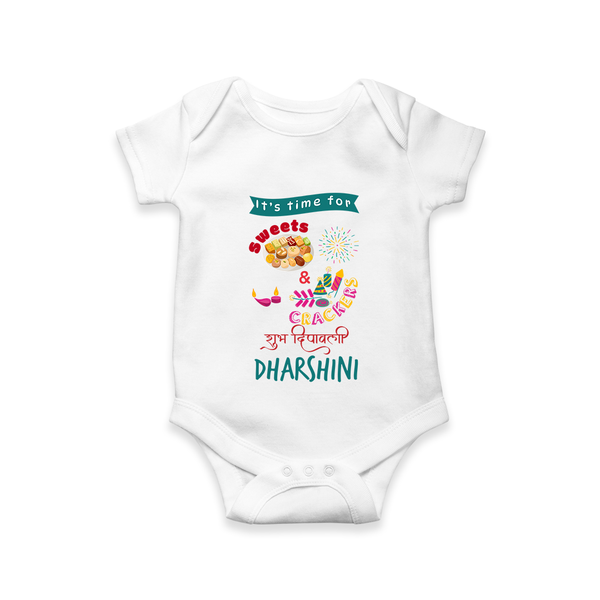 Happy Diwali | Brightest Light of the Celebration Romper - WHITE - New Born (Chest 14")