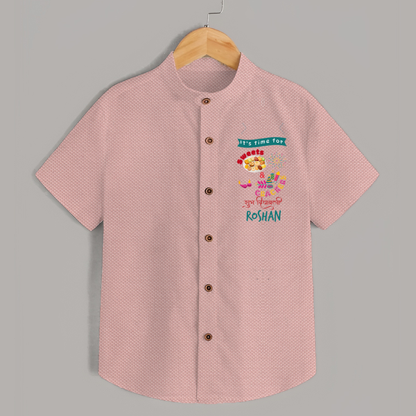 Happy Diwali | Brightest Light of the Celebration Shirt - PEACH - 0 - 6 Months Old (Chest 23")
