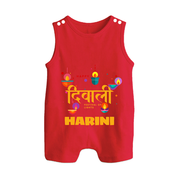 Happy Diwali | Full of Diwali Fun Personalized Romper Suit - RED - 0 - 5 Months Old (Chest 18")