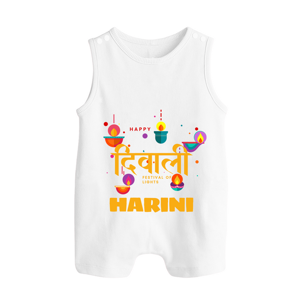 Happy Diwali | Full of Diwali Fun Personalized Romper Suit - WHITE - 0 - 5 Months Old (Chest 18")