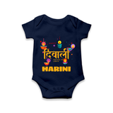 Happy Diwali | Full of Diwali Fun Personalized Romper - NAVY BLUE - New Born (Chest 14")