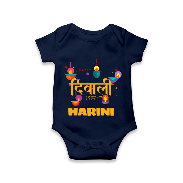 Happy Diwali | Full of Diwali Fun Personalized Romper - NAVY BLUE - New Born (Chest 14")