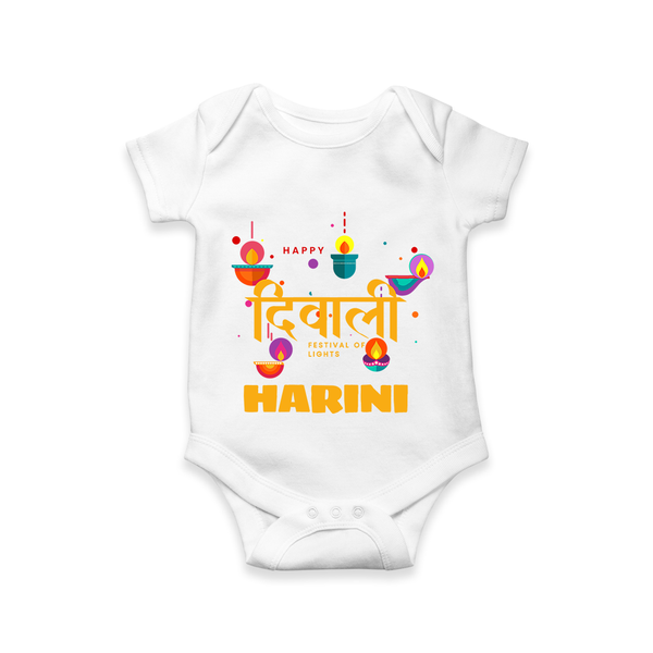 Happy Diwali | Full of Diwali Fun Personalized Romper - WHITE - New Born (Chest 14")