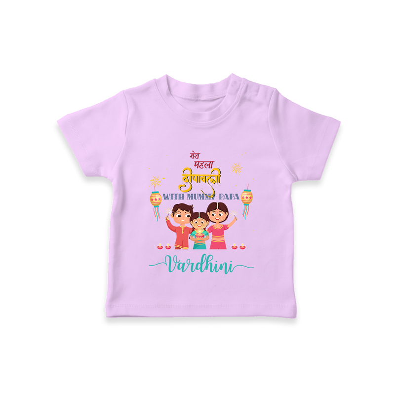 Happy Diwali | Our Little Deepam Light T-Shirt - LILAC - 0-5 Months Old (Chest 17")
