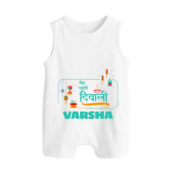 Happy Diwali | Our Bundle of Festival Fun Romper Suit - WHITE - 0 - 5 Months Old (Chest 18")