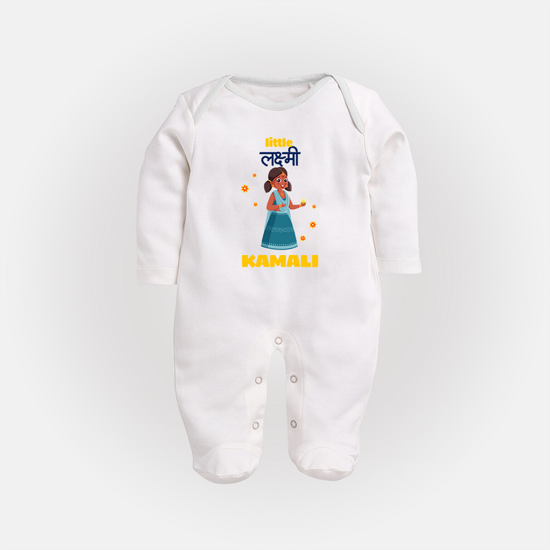 Happy Diwali | Luminous Diwali Celebration Sleep Suit - WHITE - New Born (Chest 7.5")