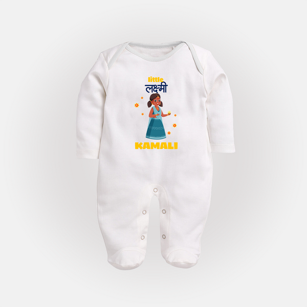 Happy Diwali | Luminous Diwali Celebration Sleep Suit - WHITE - New Born (Chest 7.5")