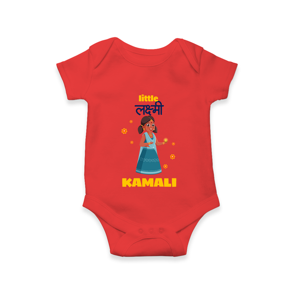 Happy Diwali | Luminous Diwali Celebration Romper - RED - New Born (Chest 14")