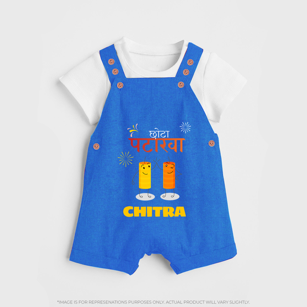 Happy Diwali | Diwali Fun and Games Dungaree Set - COBALT BLUE - 0 - 5 Months Old (Chest 18")