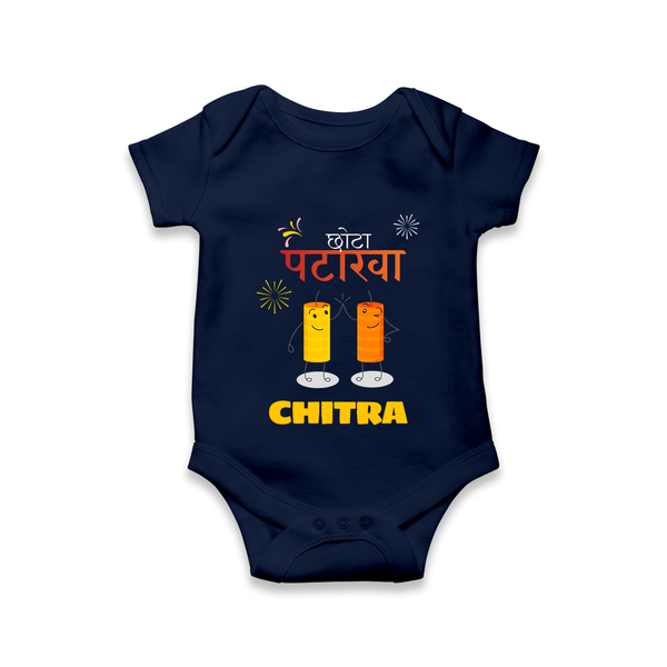 Happy Diwali | Diwali Fun and Games Romper - NAVY BLUE - New Born (Chest 14")