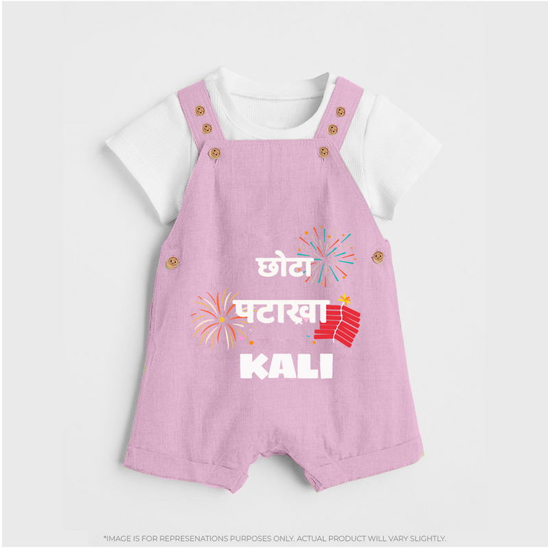 Happy Diwali | Adorned in Light and Fun Dungaree Set - BABY PINK - 0 - 5 Months Old (Chest 18")