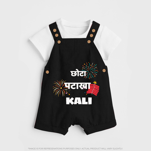 Happy Diwali | Adorned in Light and Fun Dungaree Set - BLACK - 0 - 5 Months Old (Chest 18")