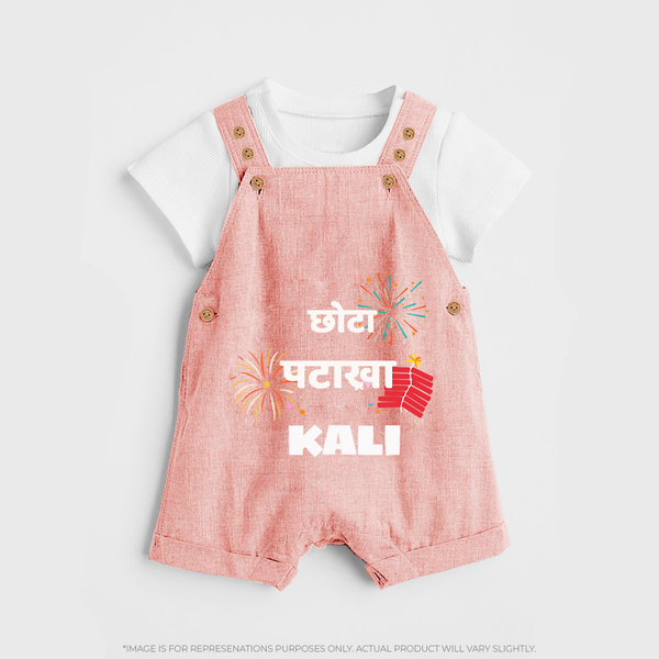 Happy Diwali | Adorned in Light and Fun Dungaree Set - PEACH - 0 - 5 Months Old (Chest 18")