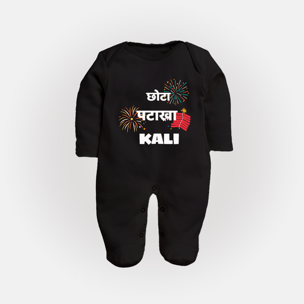 Happy Diwali | Adorned in Light and Fun Sleep Suit - BLACK - New Born (Chest 7.5")