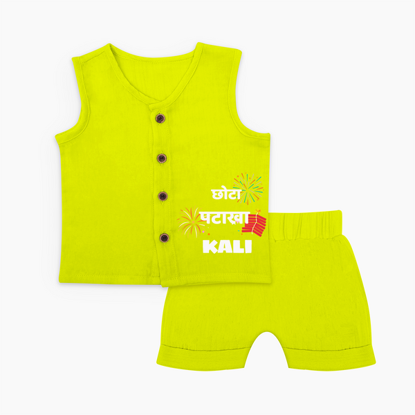 Happy Diwali | Adorned in Light and Fun Jabla Set - LIME GREEN - 0 - 3 Months Old (Chest 9.8")