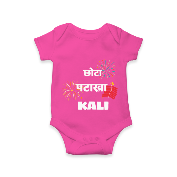Happy Diwali | Adorned in Light and Fun Romper - HOT PINK - New Born (Chest 14")