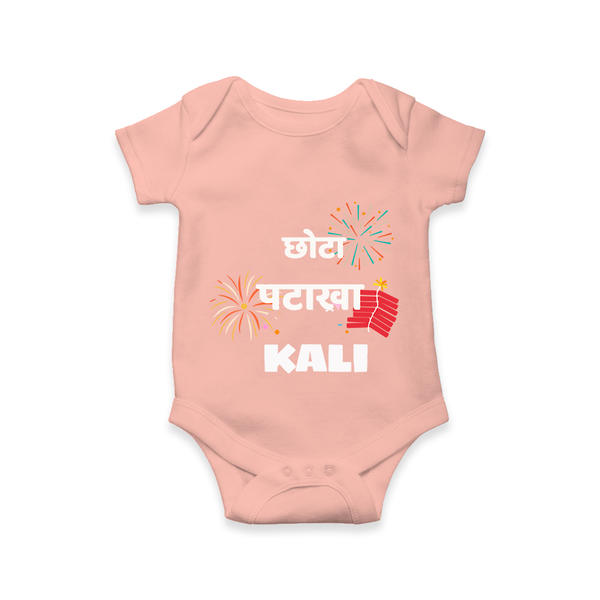 Happy Diwali | Adorned in Light and Fun Romper - PEACH - New Born (Chest 14")