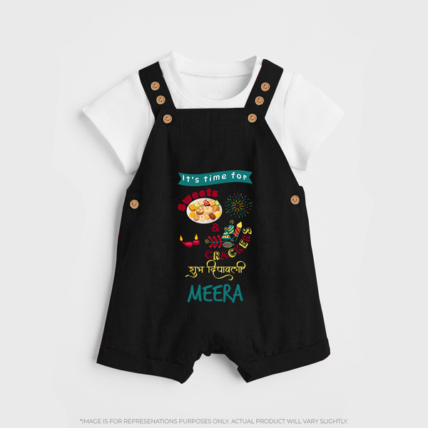 Happy Diwali | Little Firework Delight Dungaree Set - BLACK - 0 - 5 Months Old (Chest 18")
