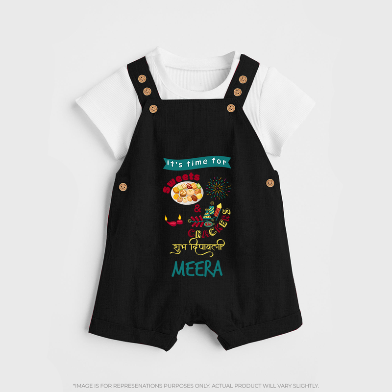 Happy Diwali | Little Firework Delight Dungaree Set - BLACK - 0 - 5 Months Old (Chest 18")