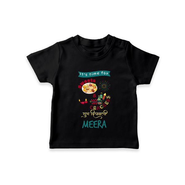 Happy Diwali | Little Firework Delight T-Shirt - BLACK - 0-5 Months Old (Chest 17")