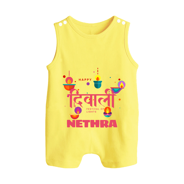 Happy Diwali | Celebration Fun Begins Romper Suit - PASTEL YELLOW - 0 - 5 Months Old (Chest 18")