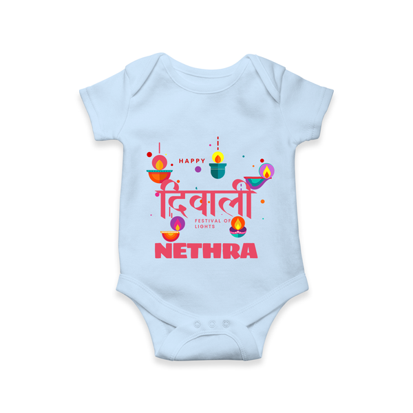 Happy Diwali | Celebration Fun Begins Romper - BABY BLUE - New Born (Chest 14")