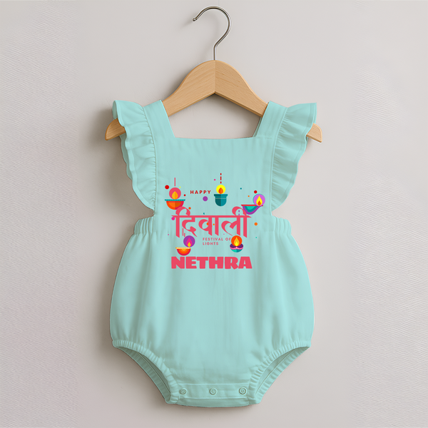 Happy Diwali | Celebration Fun Begins Romper Frock - MINT GREEN - 0 - 3 Months Old (Chest 19")
