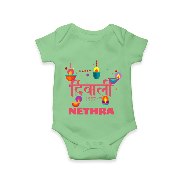 Happy Diwali | Celebration Fun Begins Romper - GREEN - New Born (Chest 14")