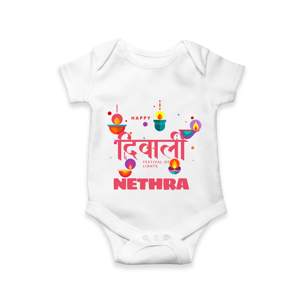 Happy Diwali | Celebration Fun Begins Romper - WHITE - New Born (Chest 14")