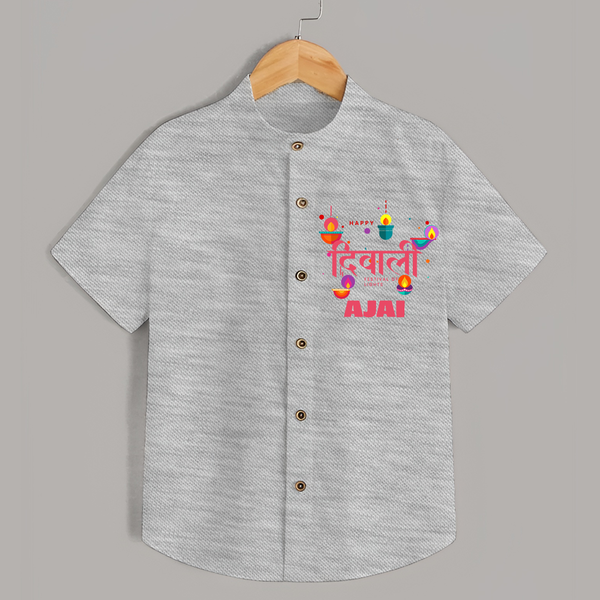 Happy Diwali | Celebration Fun Begins Shirt - GREY - 0 - 6 Months Old (Chest 23")