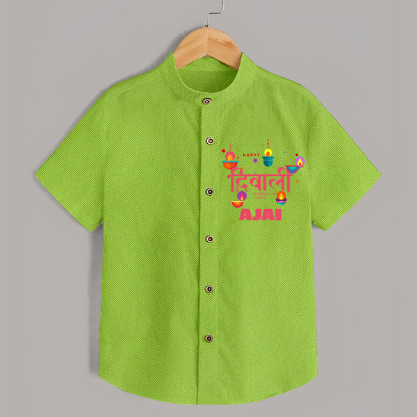 Happy Diwali | Celebration Fun Begins Shirt - LIME GREEN - 0 - 6 Months Old (Chest 23")