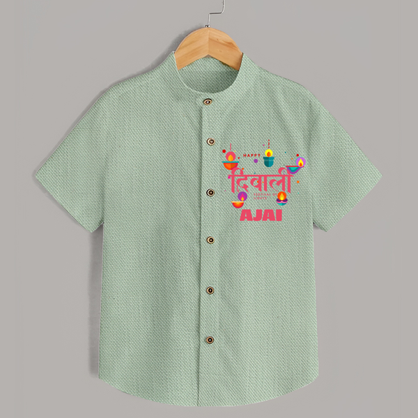 Happy Diwali | Celebration Fun Begins Shirt - MINT GREEN - 0 - 6 Months Old (Chest 23")