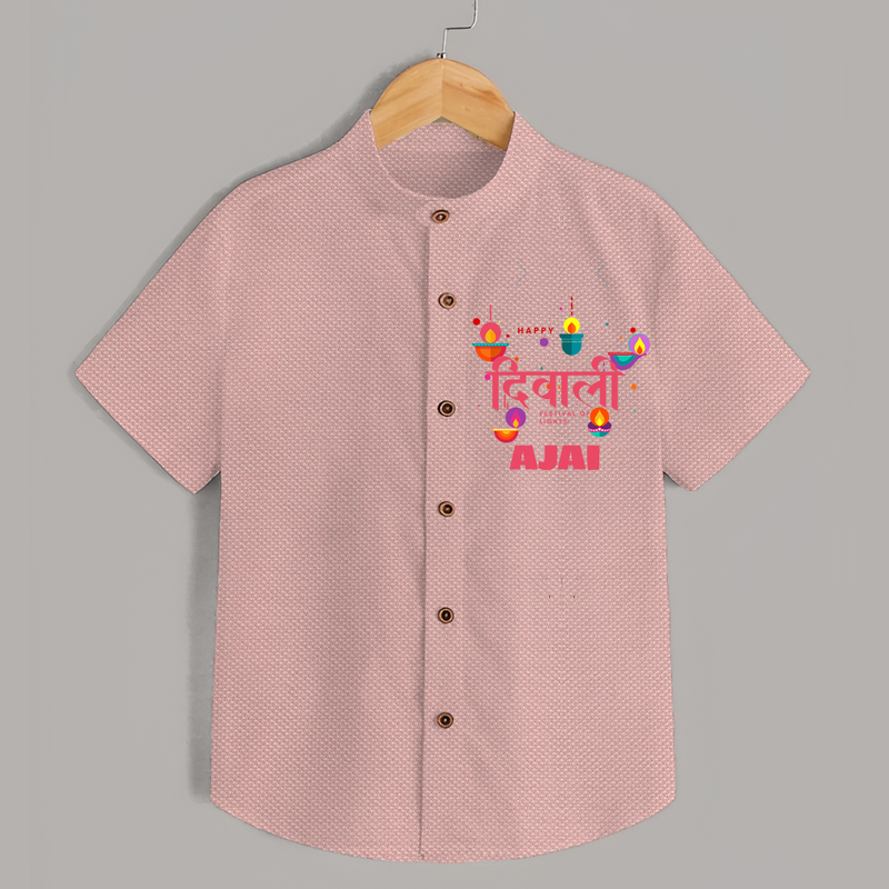 Happy Diwali | Celebration Fun Begins Shirt - PEACH - 0 - 6 Months Old (Chest 23")