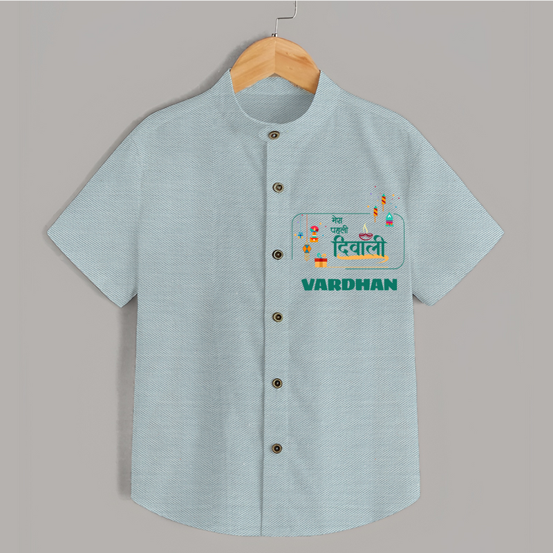 Happy Diwali | Twinkle and Celebrate Personalized Shirt - ARCTIC BLUE - 0 - 6 Months Old (Chest 23")