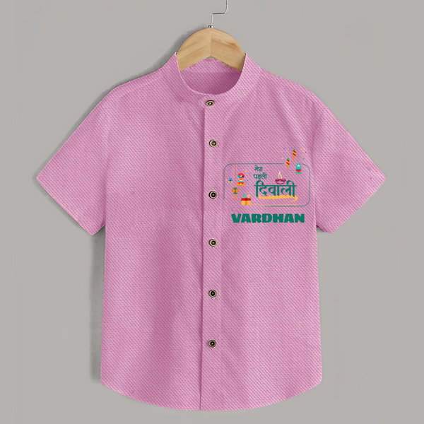 Happy Diwali | Twinkle and Celebrate Personalized Shirt - BABY PINK - 0 - 6 Months Old (Chest 23")