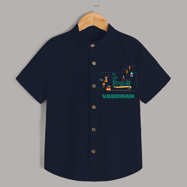 Happy Diwali | Twinkle and Celebrate Personalized Shirt - NAVY BLUE - 0 - 6 Months Old (Chest 23")