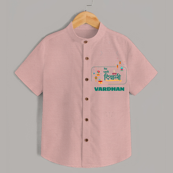 Happy Diwali | Twinkle and Celebrate Personalized Shirt - PEACH - 0 - 6 Months Old (Chest 23")